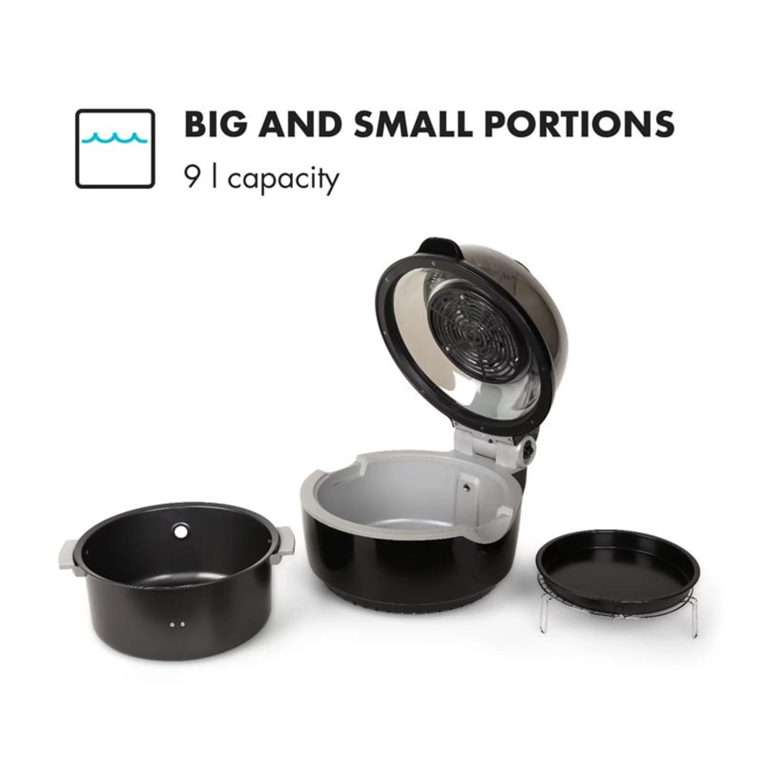 VitAir Heißluftfritteuse Schwarz 1400W Grillen Backen 9 Liter 6 VitAir Heißluftfritteuse Schwarz 1400W Grillen Backen 9 Liter – Bild 4