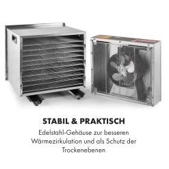 Fruit Jerky Steel 10 Dörrautomat 10 Etagen 1000 W Fläche: 1,5 M² Timer -Klarstein 10028437 de 0007 logo