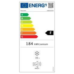 Garfield Gefrierschrank Gefrierwürfel 35 L 65 W 2 Etagen Edelstahl -Klarstein 10029335 energy label