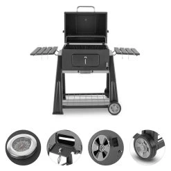 Bigfoot Holzkohlegrill Smoker BBQ-Grill 55 X 40 Cm Stahl Schwarz -Klarstein 10029763 yy 0004 detail Klarstein Bigfoot BBQ Grill Smoker