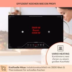Deejay Freizonen-Induktionskochfeld 3500 W Glaskeramik Touch Schwarz -Klarstein 10031633 de 0003 usp