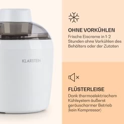 Schneeflöckchen Eiscremebereiter Thermoelektrisch 700ml Leise Weiß -Klarstein 10031663 de 0003 logo