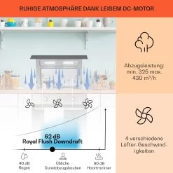 Royal Flush Downdraft Dunstabzugshaube 430 M³/h 60 Cm 13 Royal Flush Downdraft Dunstabzugshaube 430 M³/h 60 Cm -Klarstein 10031698 de 0003 usp