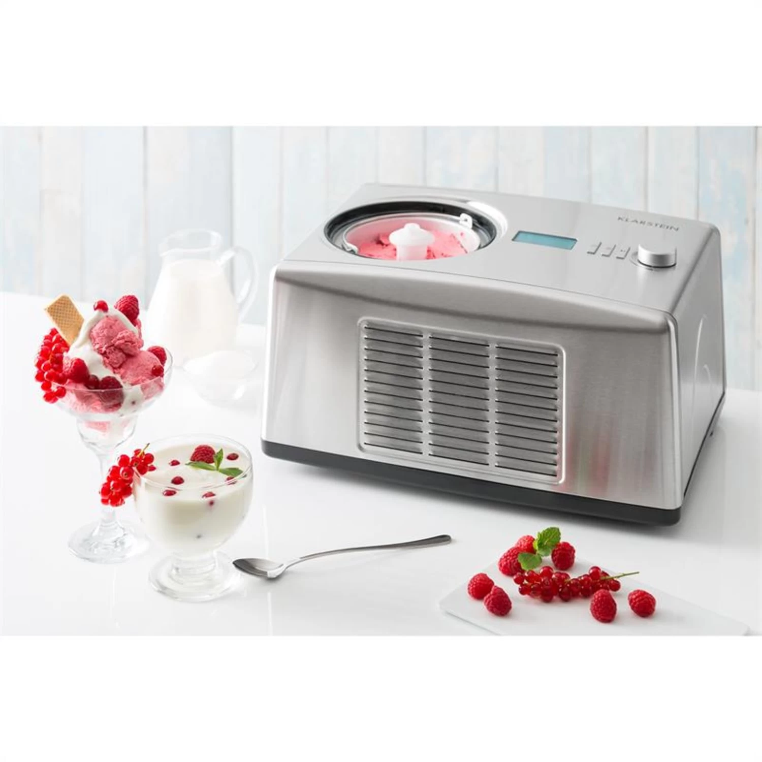 Yo & Yummy 2-in-1 Eiscremebereiter & Yoghurt Maker 150W 1,5l Edelstahl 4 Yo & Yummy 2-in-1 Eiscremebereiter & Yoghurt Maker 150W 1,5l Edelstahl – Bild 2