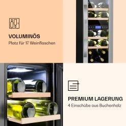 Vinovilla 17 Built-In Duo Weinkühlschrank 2 Zonen 53l 17 Fl. Glastür -Klarstein 10032030 de 0006 logo