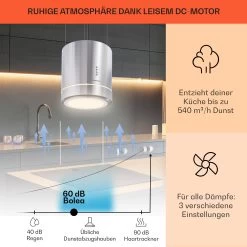 Tron Ambience Inselabzugshaube Ø38cm Umluft 540m³/h LED Edelstahl -Klarstein 10032579 de 0003 usp