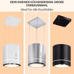 Tron Ambience Inselabzugshaube Ø38cm Umluft 540m³/h LED Edelstahl -Klarstein 10032579 de 0007 usp