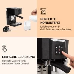 BellaVita Kaffeemaschine 3-in-1 1450 W 20 Bar Milchschäumer -Klarstein 10032807 de 0003 logo