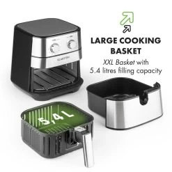 AeroVital Heißluftfritteuse 1700W 5,4 Liter Timer Edelstahl Silber -Klarstein 10032848 yy 0009 logo Klarstein AeroVital Heissluftfritteuse silber reedit