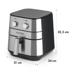 AeroVital Heißluftfritteuse 1700W 5,4 Liter Timer Edelstahl Silber -Klarstein 10032848 yy 0010 logo Klarstein AeroVital Heissluftfritteuse silber reedit