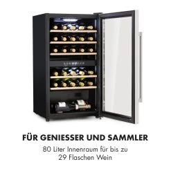 Vinamour 29 Duo Weinkühlschrank 2 Zonen 80L/29 Flaschen 5-22°C Touch -Klarstein 10033083 de 0003 logo