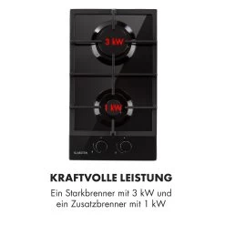 Ignito Domino Gaskochfeld 2-flammig Sabaf-Brenner Glaskeramik Schwarz 16 Ignito Domino Gaskochfeld 2-flammig Sabaf-Brenner Glaskeramik Schwarz -Klarstein 10033131 de 0006 logo