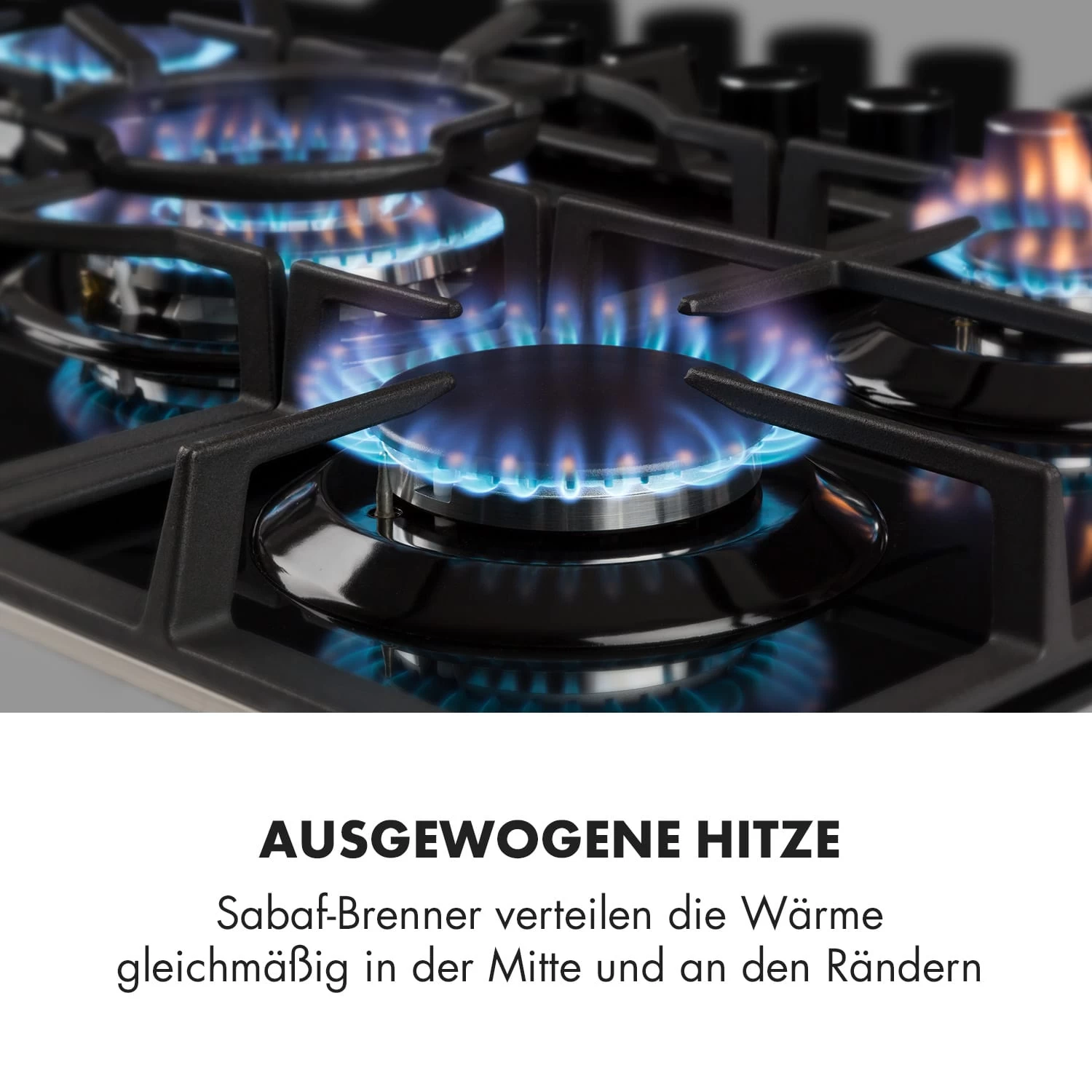 Ignito 5 Zonen Gaskochfeld 5-flammig Sabaf-Brenner Glaskeramik Schwarz 5 Ignito 5 Zonen Gaskochfeld 5-flammig Sabaf-Brenner Glaskeramik Schwarz – Bild 3