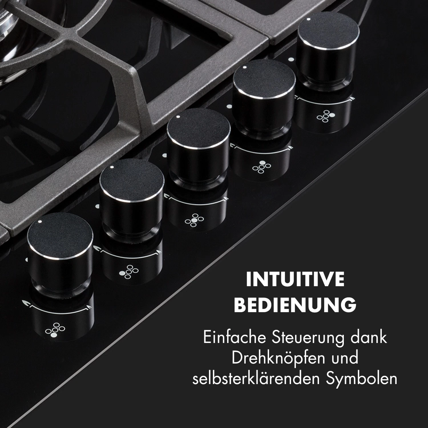 Ignito 5 Zonen Gaskochfeld 5-flammig Sabaf-Brenner Glaskeramik Schwarz 6 Ignito 5 Zonen Gaskochfeld 5-flammig Sabaf-Brenner Glaskeramik Schwarz – Bild 4