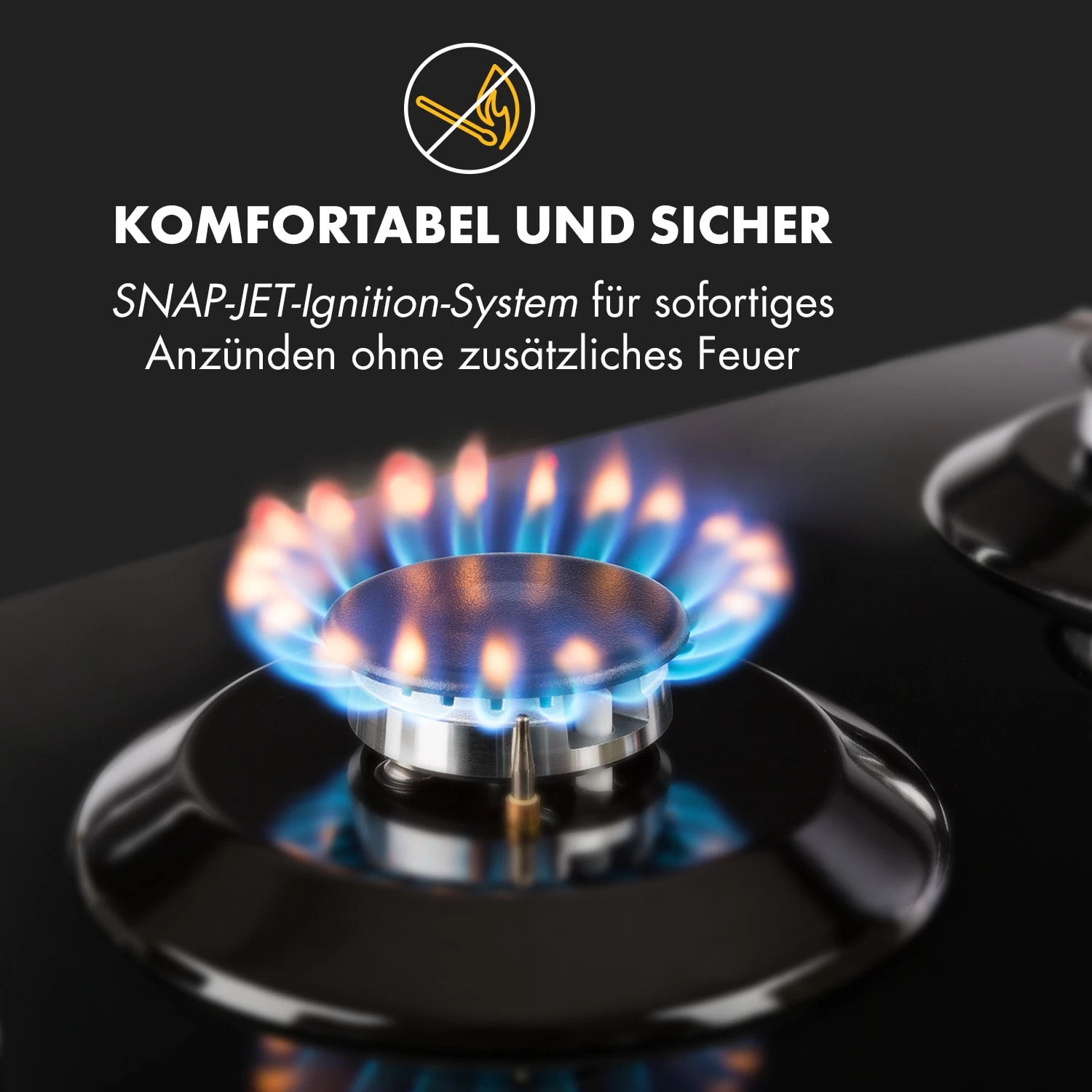 Ignito 5 Zonen Gaskochfeld 5-flammig Sabaf-Brenner Glaskeramik Schwarz 8 Ignito 5 Zonen Gaskochfeld 5-flammig Sabaf-Brenner Glaskeramik Schwarz – Bild 6