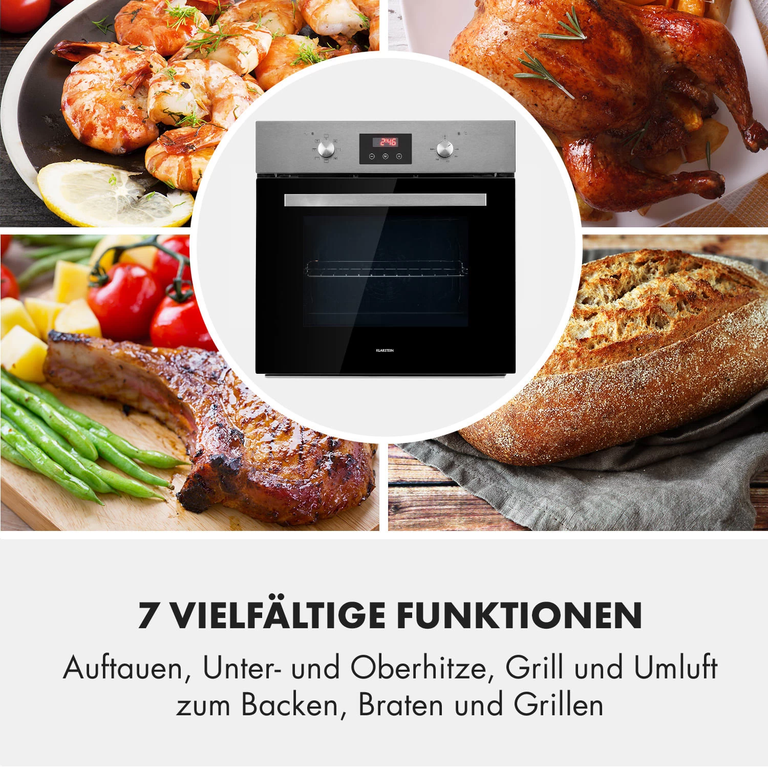 Kalahari Elektrischer Einbaubackofen 2300W 7 Funktionen Schwarz 10 Kalahari Elektrischer Einbaubackofen 2300W 7 Funktionen Schwarz – Bild 8