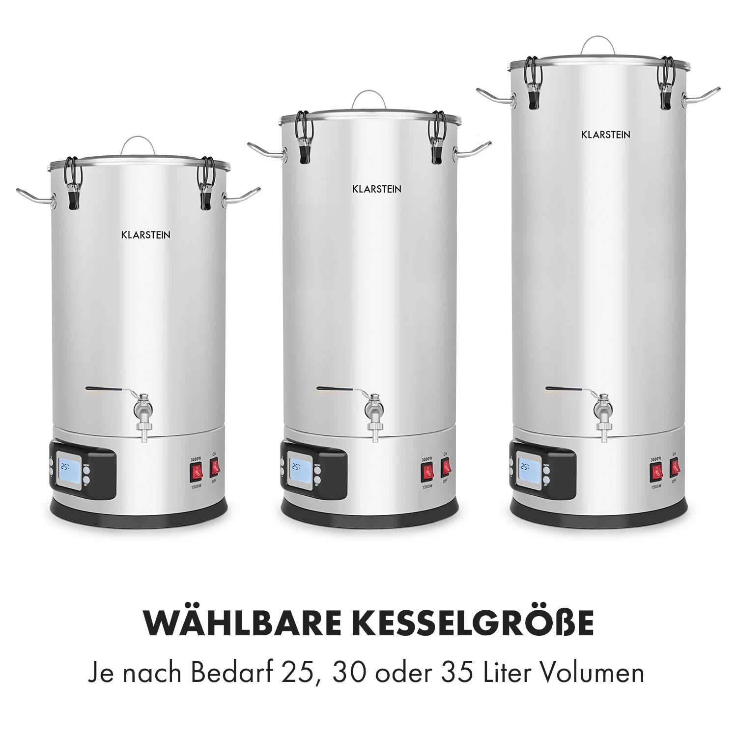 Maischfest Maischekessel 5 Teile 1500/3000W 30l LCD Edelstahl 5 Maischfest Maischekessel 5 Teile 1500/3000W 30l LCD Edelstahl – Bild 3