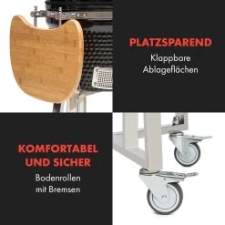 Queensize Kamado Grill Thermometer Abnehmbare Seitenteile Schwarz -Klarstein 10033377 de 0007 logo