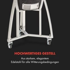 Queensize Kamado Grill Thermometer Abnehmbare Seitenteile Schwarz -Klarstein 10033377 de 0008 logo