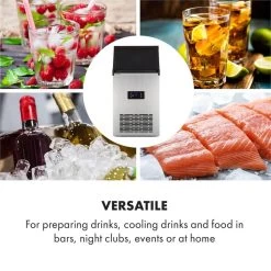 Glacial XL Profi-Eiswürfelmaschine 38kg/d 15l LED Edelstahl Schwarz -Klarstein 10033442 yy 0007 logo Klarstein Glacial XL Profi Eiswuerfelmaschine 15 L