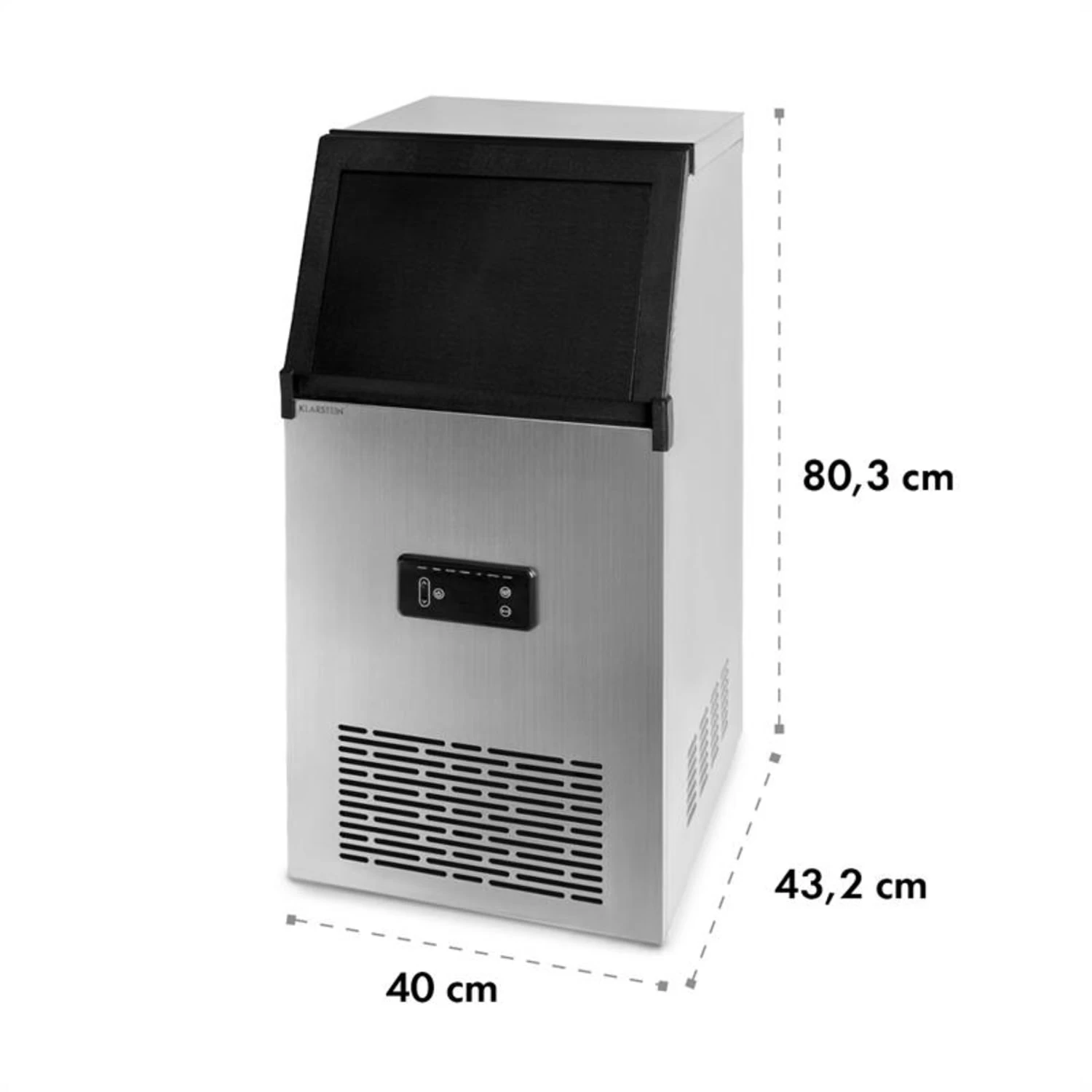 Glacial XL Profi-Eiswürfelmaschine 38kg/d 15l LED Edelstahl Schwarz – Bild 8