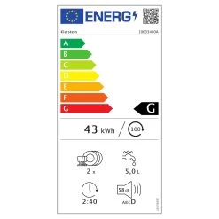 Amazonia Mini Geschirrspülmaschine 6 Programme LED-Display -Klarstein 10033480 energy label