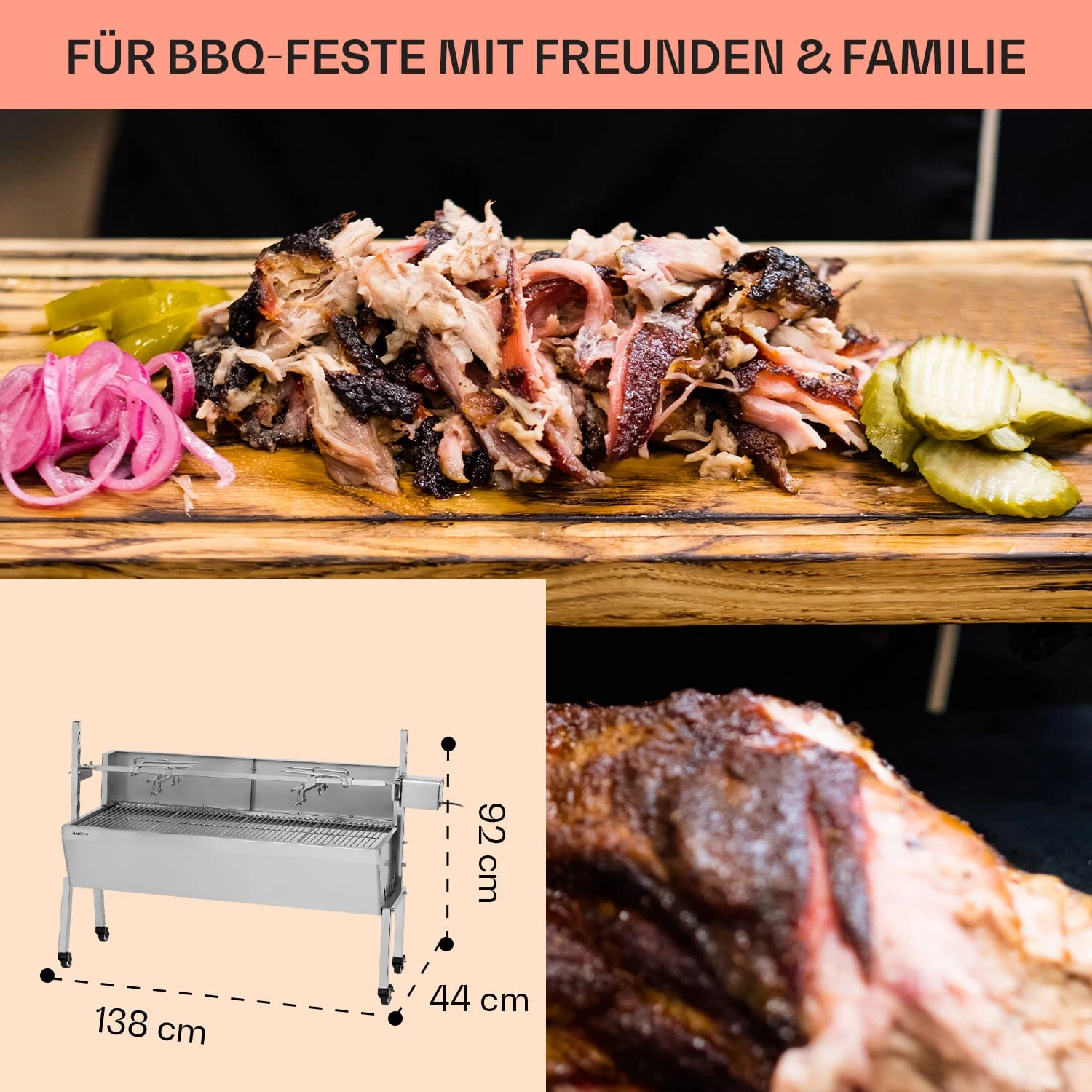 Sauenland Pro Spanferkelgrill Drehspieß 13W 4 Rollen Edelstahl 8 Sauenland Pro Spanferkelgrill Drehspieß 13W 4 Rollen Edelstahl – Bild 6