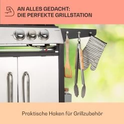 Tomahawk 3.1 S Gasgrill 3x3,6kW Brenner+2,7 KW 60x45cm Grill Edelstahl -Klarstein 10033567 de 0007 usp