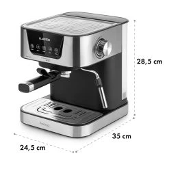 Arabica Espressomaschine 1050W 15 Bar 1,5l Touch-Bedienfeld Edelstahl 17 Arabica Espressomaschine 1050W 15 Bar 1,5l Touch-Bedienfeld Edelstahl -Klarstein 10033729 yy 0011 dimensions
