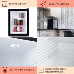 Brooklyn 42 Mini-Kühlschrank Glastür LED Ablage -Klarstein 10033821 DE 0005 usp