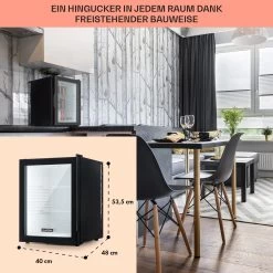 Brooklyn 42 Mini-Kühlschrank Glastür LED Ablage -Klarstein 10033821 DE 0006 usp