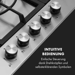 Ignito 5 Zonen Gaskochfeld 5-flammig Sabaf-Brenner Edelstahl Silber 14 Ignito 5 Zonen Gaskochfeld 5-flammig Sabaf-Brenner Edelstahl Silber -Klarstein 10034111 de 0004 logo