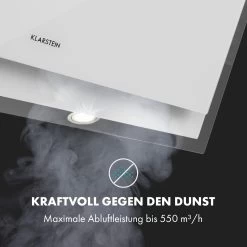 Mirage 90 Dunstabzugshaube 550 M³/h Touch-Panel Ambient EEC A++ Weiß 15 Mirage 90 Dunstabzugshaube 550 M³/h Touch-Panel Ambient EEC A++ Weiß -Klarstein 10034152 de 0003 logo