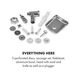 Kraftprotz Elektrischer Fleischwolf 700 W Kupfermotor Edelstahl -Klarstein 10034215 yy 0006 logo Klarstein Kraftprotz elektrischer Fleischwolf weiss