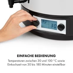 KonfiStar 40 Digital Einkocher Getränkespender 2500W 40L 100°C 180min 15 KonfiStar 40 Digital Einkocher Getränkespender 2500W 40L 100°C 180min -Klarstein 10034239 de 0004 logo