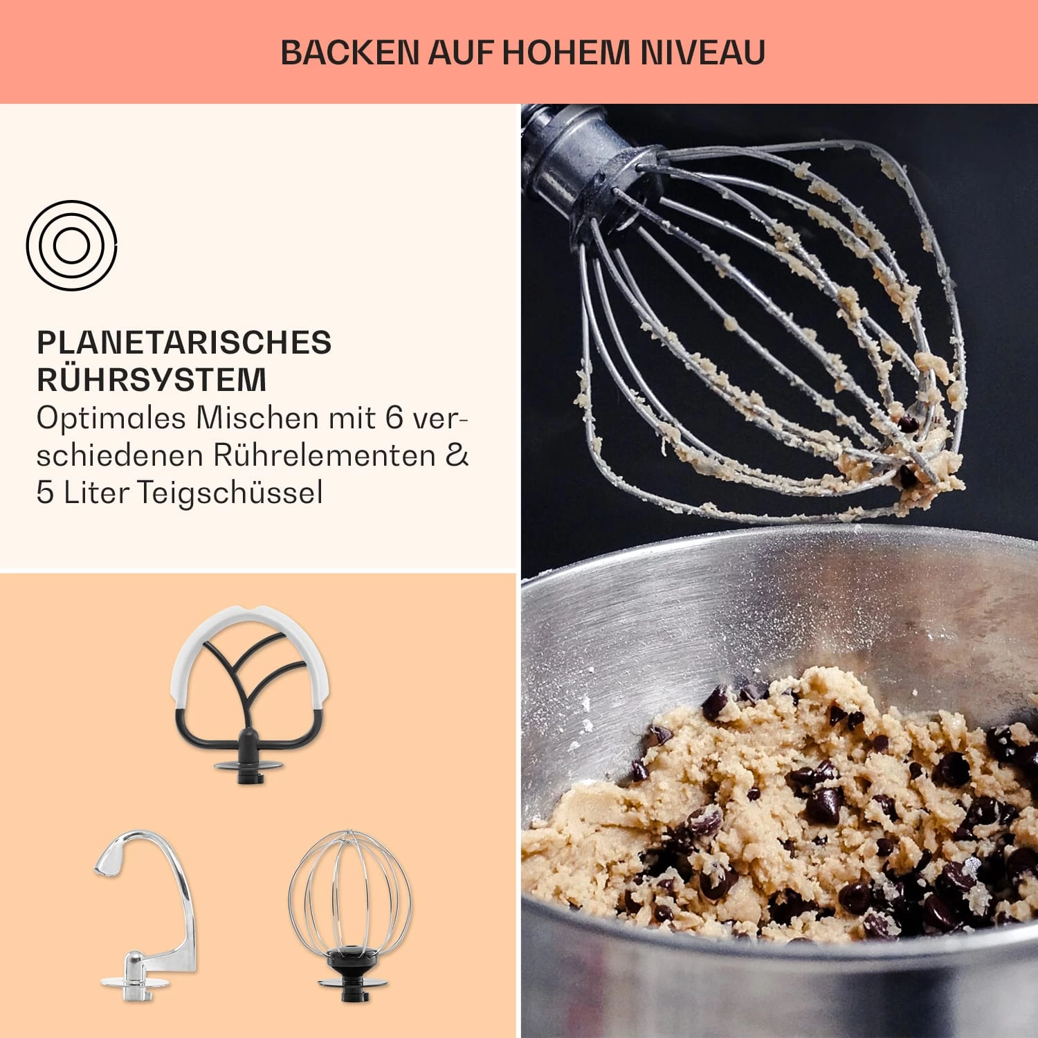 Bella Elegance Küchenmaschine 2000 W 2,7 PS 5,2 Ltr Edelstahl BPA-frei 8 Bella Elegance Küchenmaschine 2000 W 2,7 PS 5,2 Ltr Edelstahl BPA-frei – Bild 6