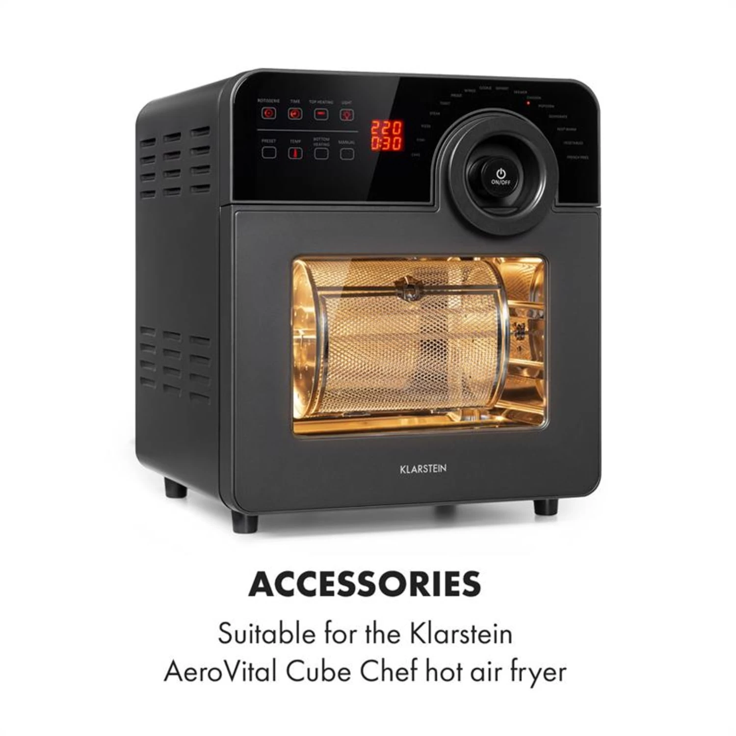 AeroVital Cube Chef Heißluftfritteuse Drehkorb Zubehör Edelstahl 4 AeroVital Cube Chef Heißluftfritteuse Drehkorb Zubehör Edelstahl – Bild 2