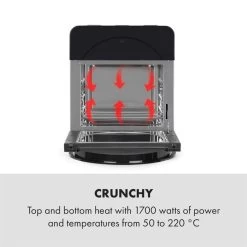 AeroVital Easy Touch Heißluftfritteuse 1700W 14l Timer 16 Programme Schwarz -Klarstein 10034452 yy 0003 logo Klarstein AeroVital easy touch Fritteuse schwarz