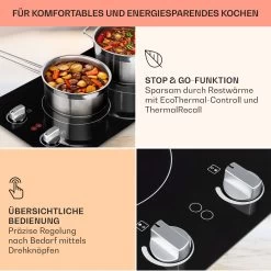 EasyCook Domino Keramikkochfeld 3000W Drehregler Schwarz 14 EasyCook Domino Keramikkochfeld 3000W Drehregler Schwarz -Klarstein 10034603 de 0004 usp