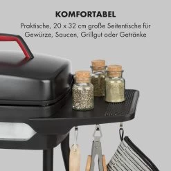 Gatsby Elektrogrill 2000W Antihaft-Grillfläche Seitentische Schwarz -Klarstein 10034706 de 0003 logo