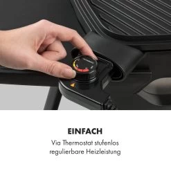 Gatsby Elektrogrill 2000W Antihaft-Grillfläche Seitentische Schwarz -Klarstein 10034706 de 0005 logo