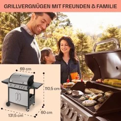 Tomahawk Gasgrill 4x3,6 KW + 2,7 KW Brenner 66x43,5 Cm Grill Edelstahl -Klarstein 10034710 de 0006 usp