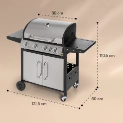Tomahawk Gasgrill 4x3,6 KW + 2,7 KW Brenner 66x43,5 Cm Grill Edelstahl -Klarstein 10034710 yy 0008 dimensions