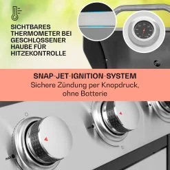 Tomahawk Gasgrill 3 X 3,6 KW Brenner 60 X 43,5 Cm Grill Edelstahl -Klarstein 10034711 de 0004 usp