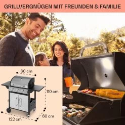 Tomahawk Gasgrill 3 X 3,6 KW Brenner 60 X 43,5 Cm Grill Edelstahl -Klarstein 10034711 de 0006 usp