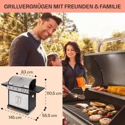 Tomahawk Gasgrill 5x3,6 KW + 2,7 KW Brenner 80x43,5 Cm Grill Edelstahl -Klarstein 10034712 de 0006 usp