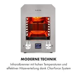 Hannibal Hochtemperaturgrill Indoor 2.200W 850°C Edelstahl Silber -Klarstein 10034803 de 0003 logo