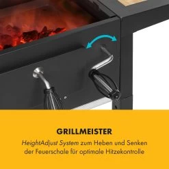 Meat Machine Holzkohlegrill BBQ 45x32,5cm Thermometer Bodenrollen -Klarstein 10034819 de 0004 logo