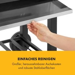 Meat Machine Holzkohlegrill BBQ 45x32,5cm Thermometer Bodenrollen -Klarstein 10034819 de 0008 logo