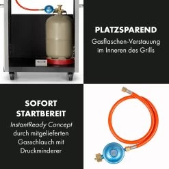 Valkyrie Gasgrill 3x3,2 + 2,9 KW Sichtfenster 54x42 Cm Grill Edelstahl 18 Valkyrie Gasgrill 3x3,2 + 2,9 KW Sichtfenster 54x42 Cm Grill Edelstahl -Klarstein 10034845 de 0007 logo